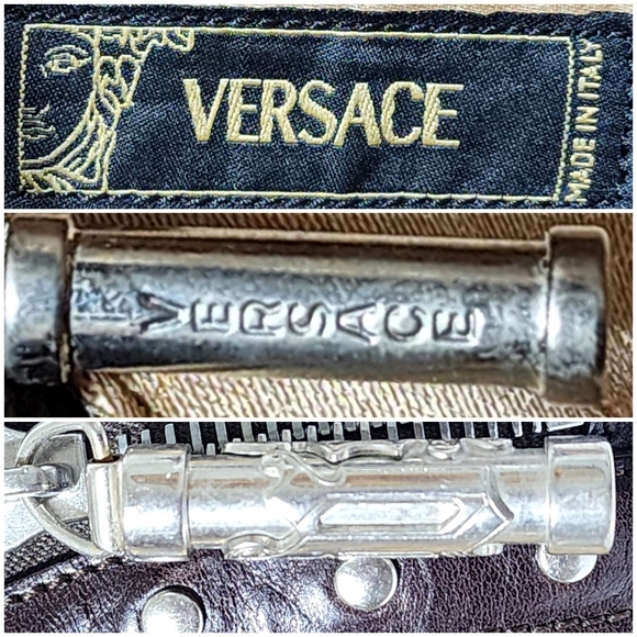 VERSACE Snake Skin Studded Bag Brown/Beige - Picture 4 of 12